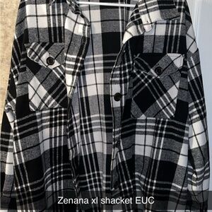 Zenana Outfitters Black and White Plaid Shacket